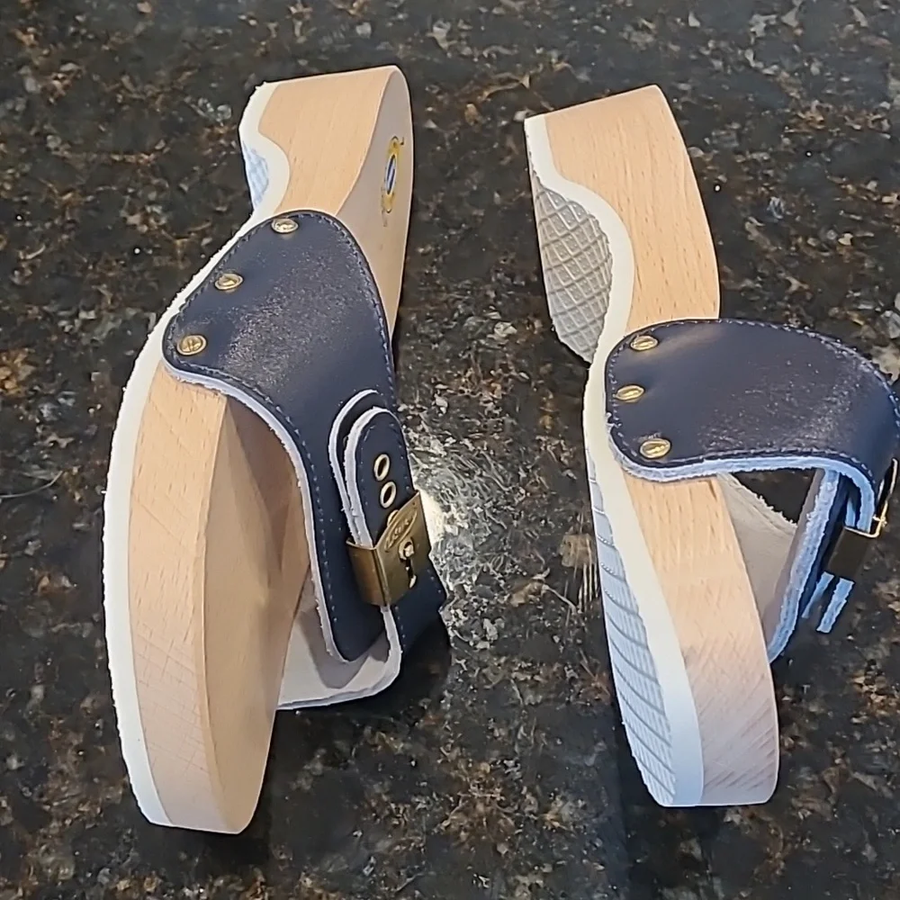 Vintage doctor scholl's exercise sandals 7m Italy Navy Y2k - Picture 4 of 12